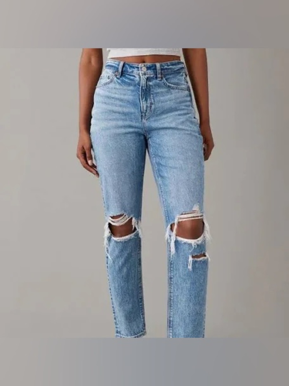 American Eagle Outfitters mom Jean  Light Blue High-Rise Ripped Jeans